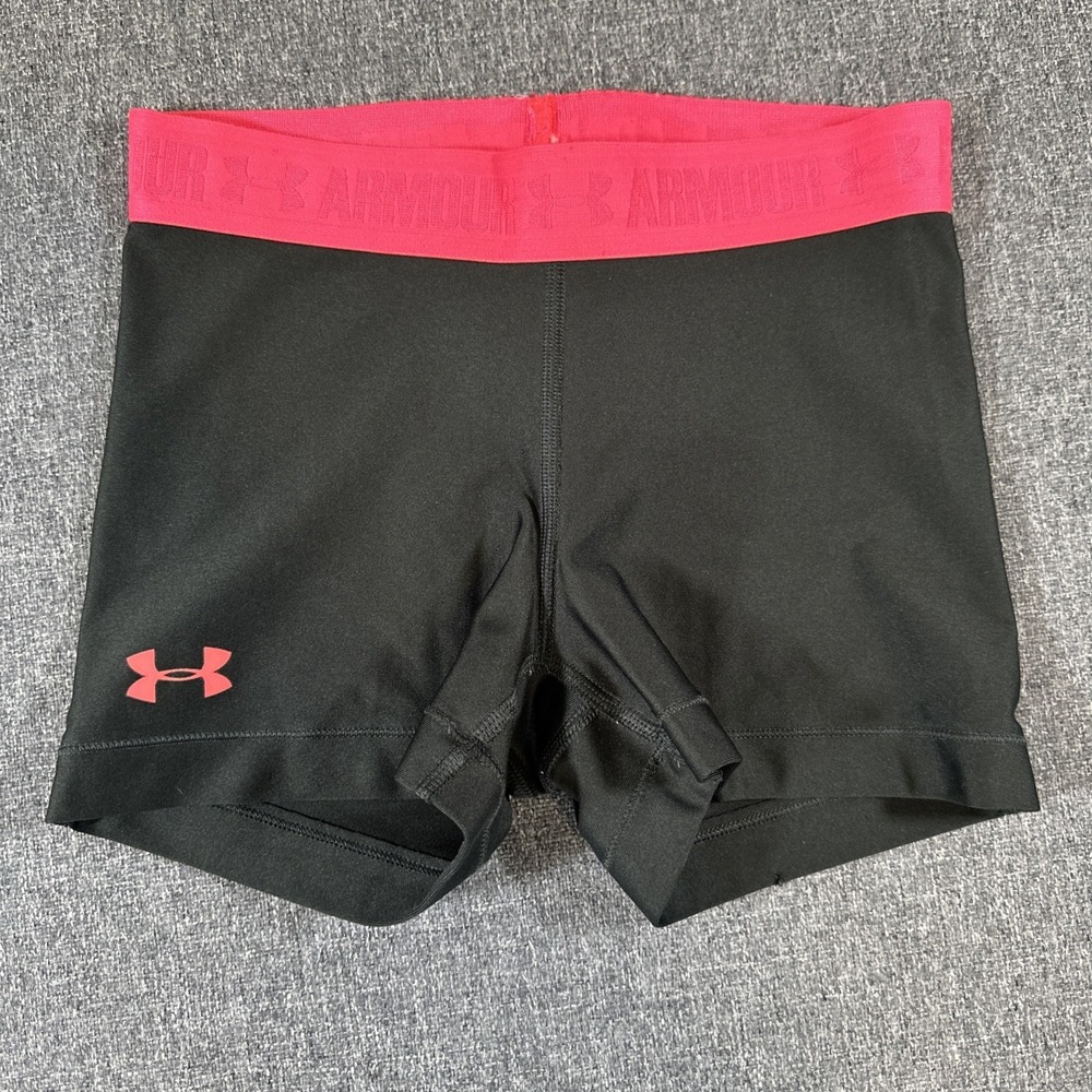 Under Armour HeatGear Compression Shorts Women's XS Black Pink Athletic Gym